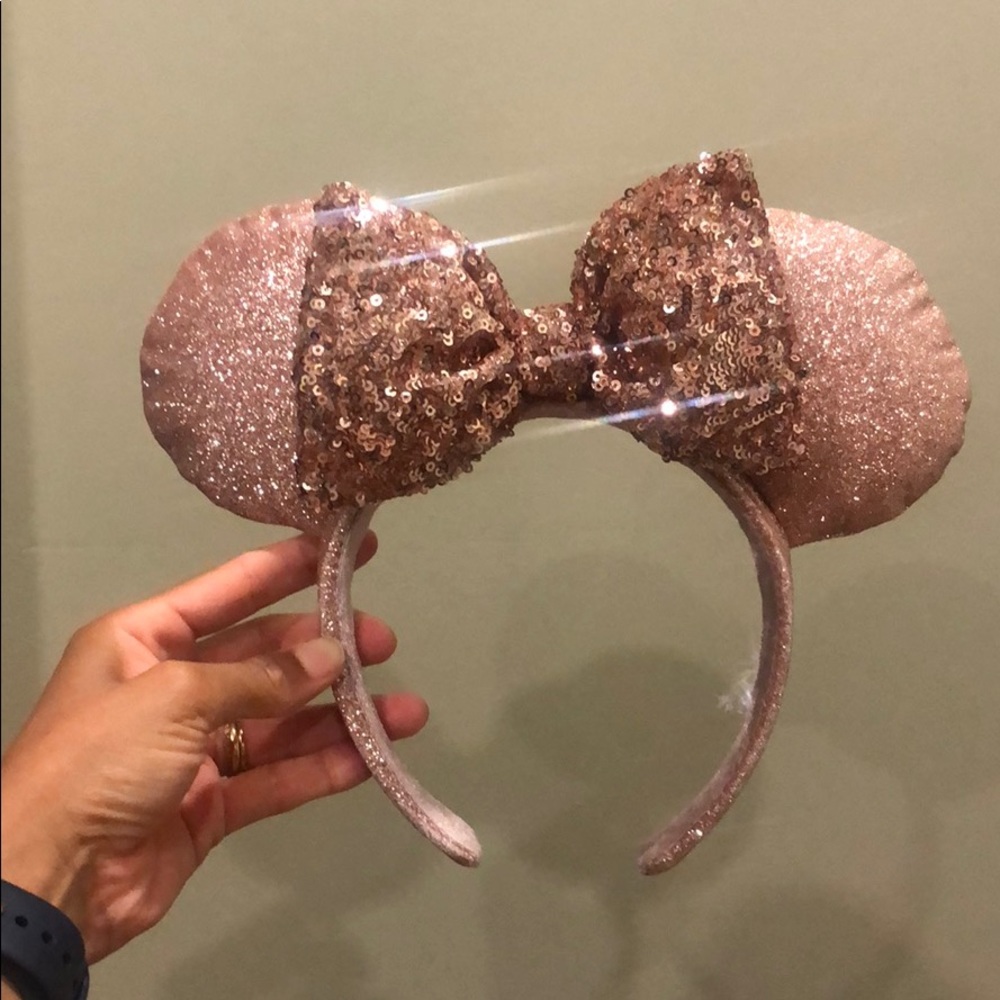 Rose gold sequence Minnie Mouse ears